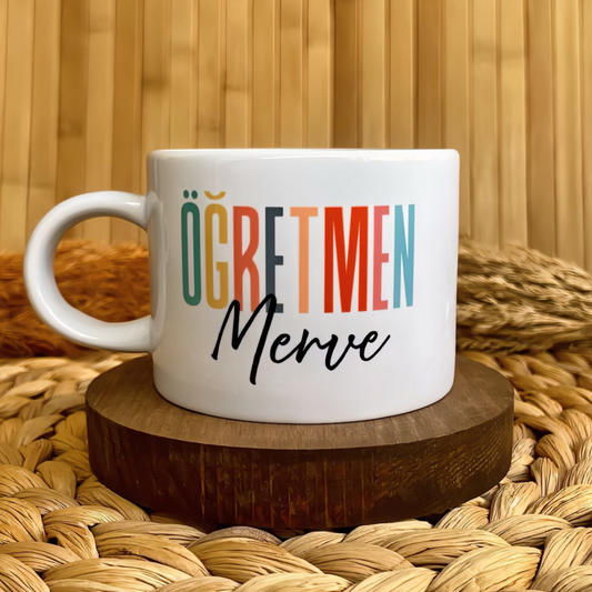 Öğretmen Pastel Harf Temalı Kişiye Özel Elit Kupa