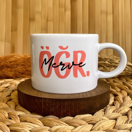 Öğretmen (ÖĞR.) Pembe Temalı Kişiye Özel Elit Kupa