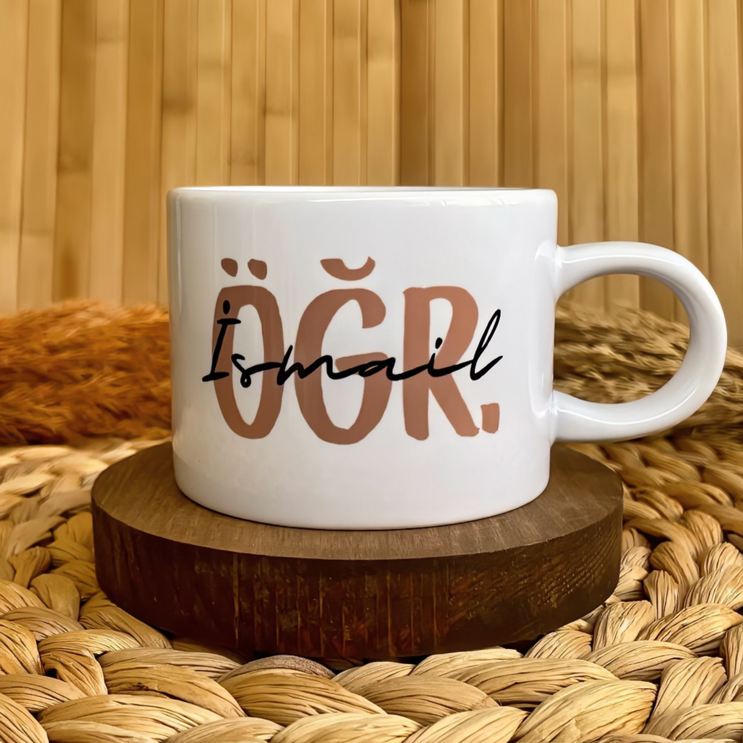 Öğretmen (ÖĞR.) Kahverengi Temalı Kişiye Özel Elit Kupa