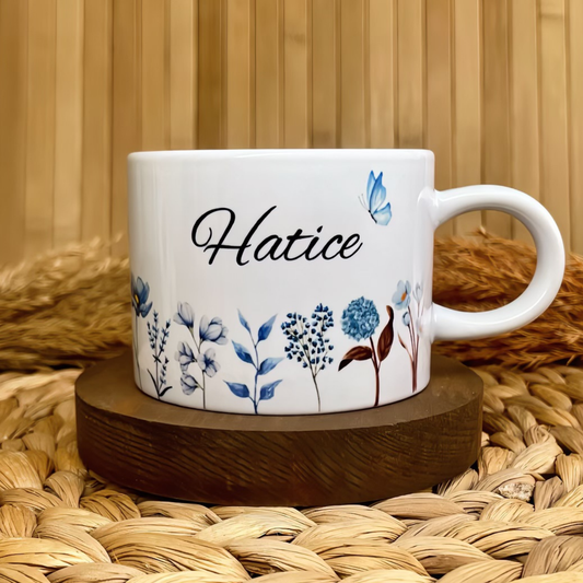 Mavi Bahçe Temalı Kişiye Özel Elit Kupa