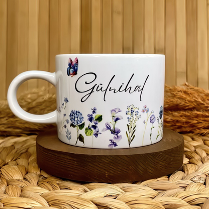 Mavi Bahar Temalı Kişiye Özel Elit Kupa