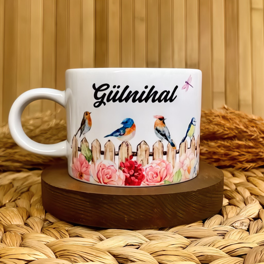 Renkli Kanatlar Kuş Temalı Kişiye Özel Elit Kupa