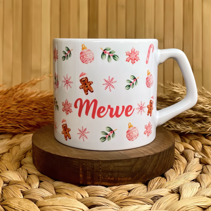 Yılbaşı Temalı Kişiye Özel İsimli Porselen Lüks Kupa - Sweet