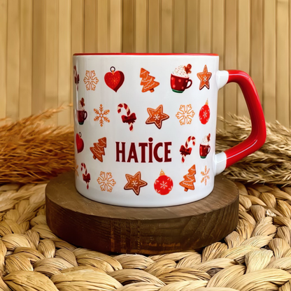 Yılbaşı Temalı Kişiye Özel İsimli Porselen Lüks Kupa - Star