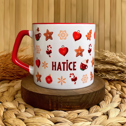 Yılbaşı Temalı Kişiye Özel İsimli Porselen Lüks Kupa - Star