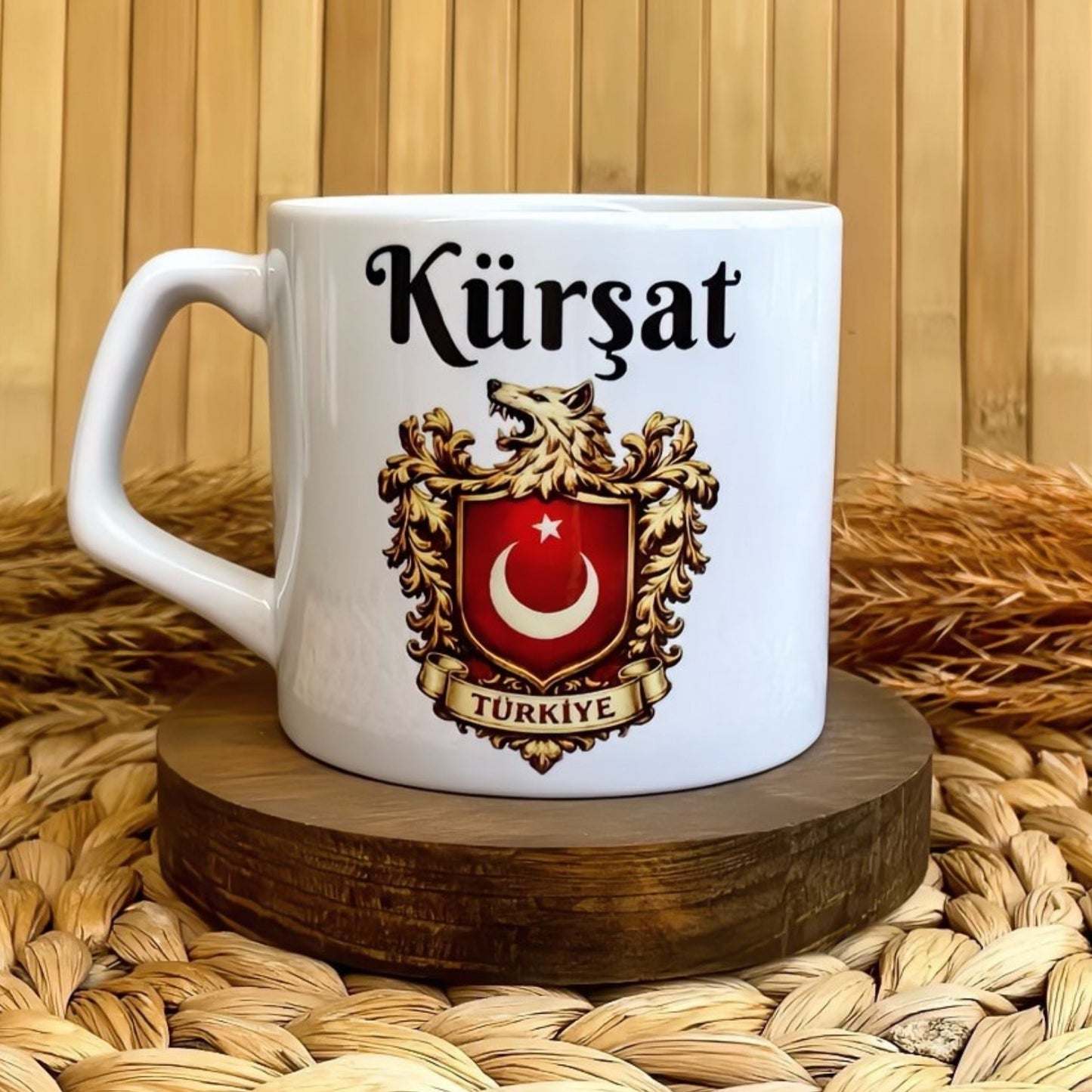 Kurtlu Ay Yıldız Arması - Kişiye Özel İsimli Lüks Kupa