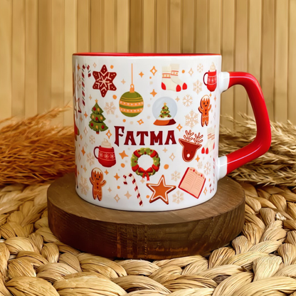 Yılbaşı Temalı Kişiye Özel İsimli Porselen Lüks Kupa - Winter