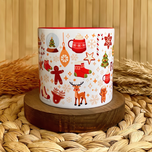 Yılbaşı Temalı Kişiye Özel İsimli Porselen Lüks Kupa - Winter