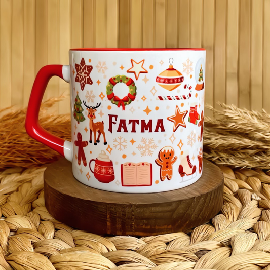 Yılbaşı Temalı Kişiye Özel İsimli Porselen Lüks Kupa - Winter