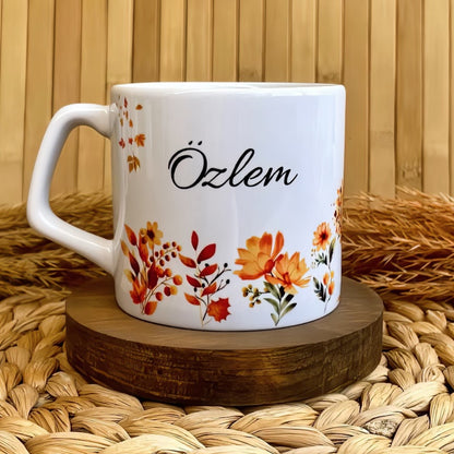 Pastel Sonbahar Temalı Kişiye Özel Lüks Kupa