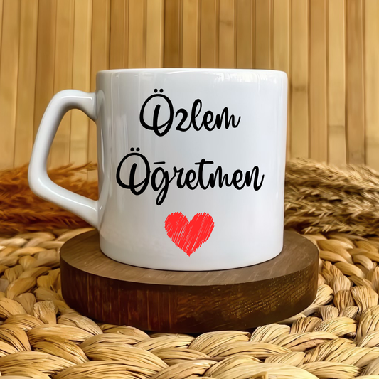 Öğretmen Kalp Temalı Kişiye Özel Lüks Kupa