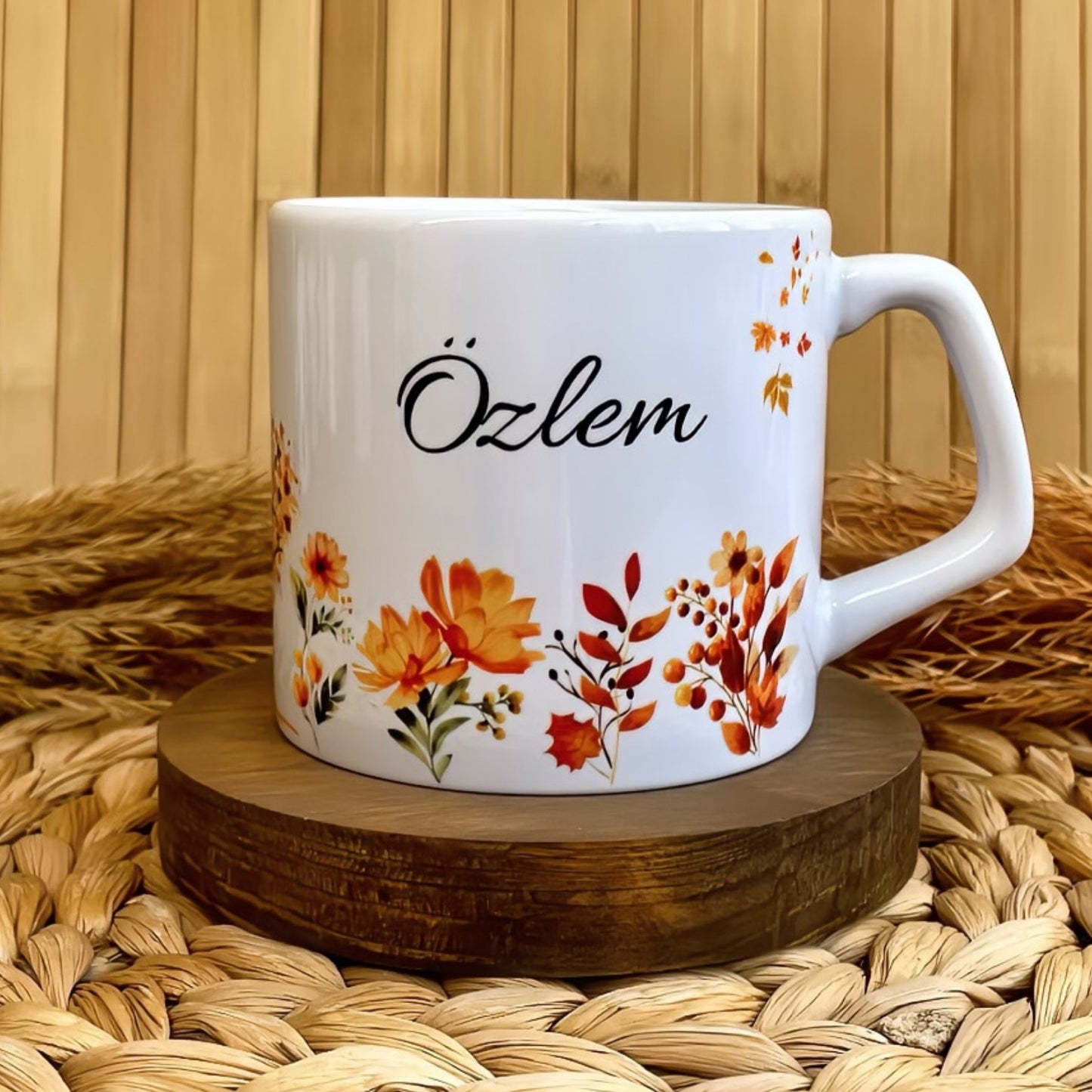 Pastel Sonbahar Temalı Kişiye Özel Lüks Kupa
