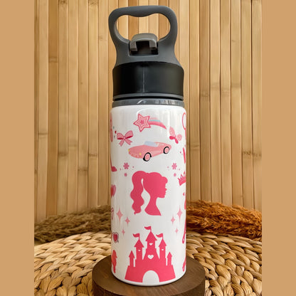 Unicorn Prenses Temalı İsme Özel Alüminyum Pipetli Suluk Matara 650 ml