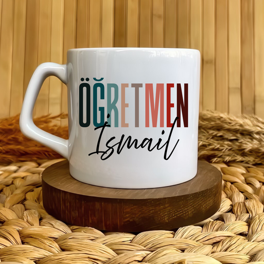 Öğretmen Renkli Harf Temalı Kişiye Özel Lüks Kupa