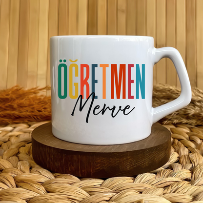 Öğretmen Pastel Harf Temalı Kişiye Özel Lüks Kupa