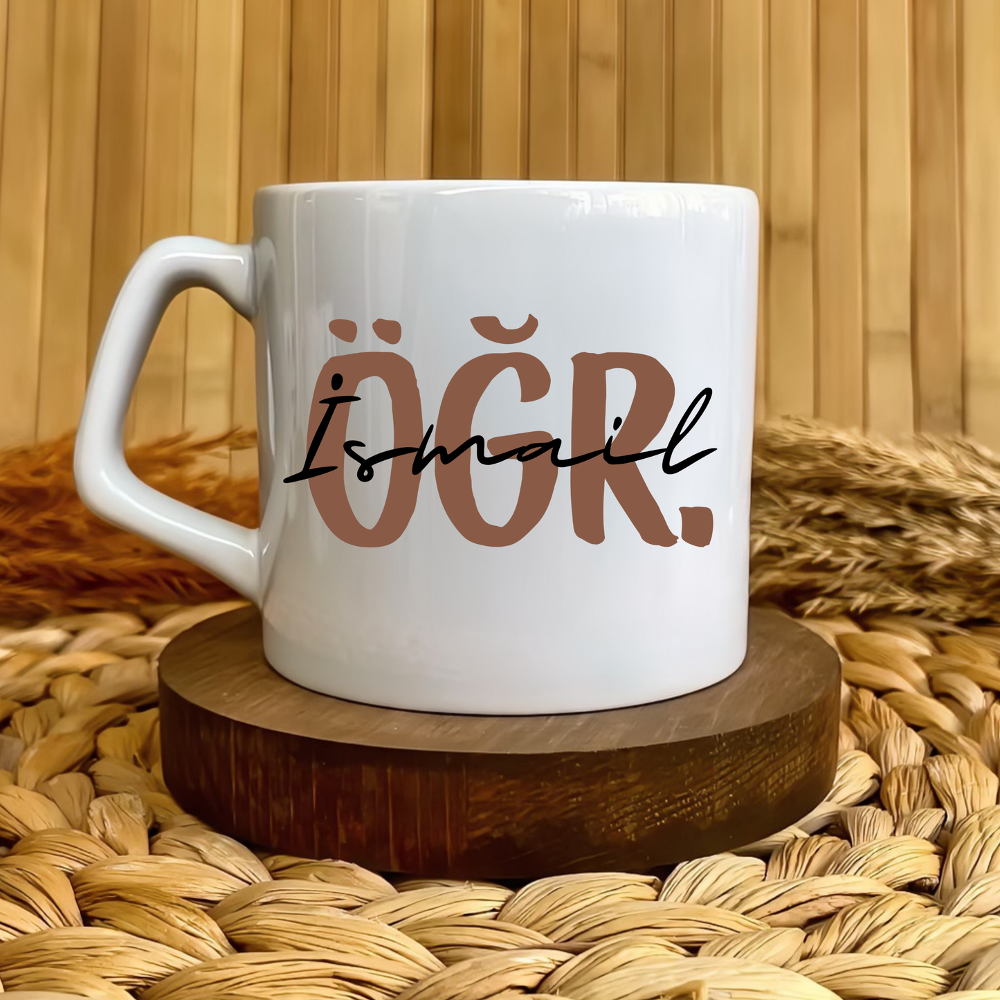 Öğretmen (ÖĞR.) Kahverengi Temalı Kişiye Özel Lüks Kupa