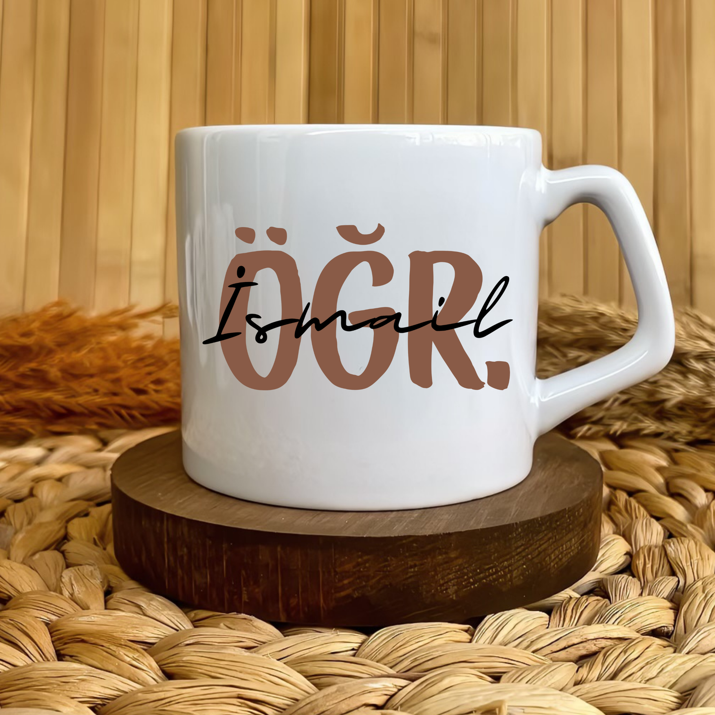 Öğretmen (ÖĞR.) Kahverengi Temalı Kişiye Özel Lüks Kupa