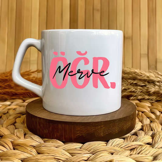 Öğretmen (ÖĞR.) Pembe Temalı Kişiye Özel Lüks Kupa