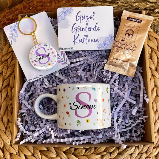 Floral Harf – Elit Kupa & Anahtarlık Hediye Kutusu