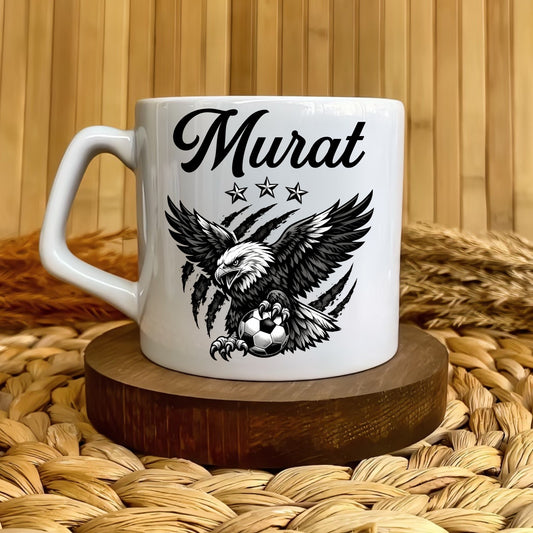 Siyah Beyaz Taraftar Temalı Kişiye Özel İsimli Lüks Kupa