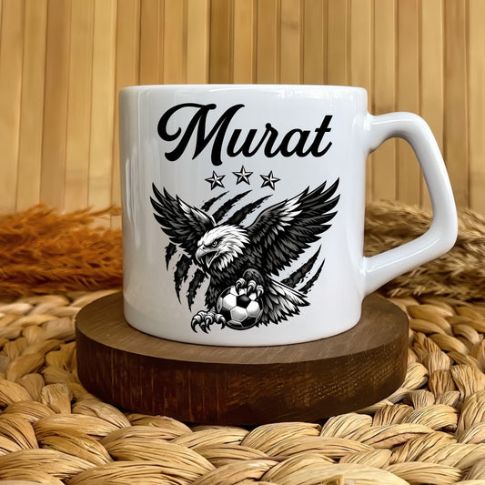 Siyah Beyaz Taraftar Temalı Kişiye Özel İsimli Lüks Kupa