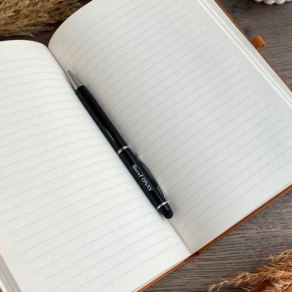 İsme Özel Kahverengi Deri Defter ve Kalem Seti