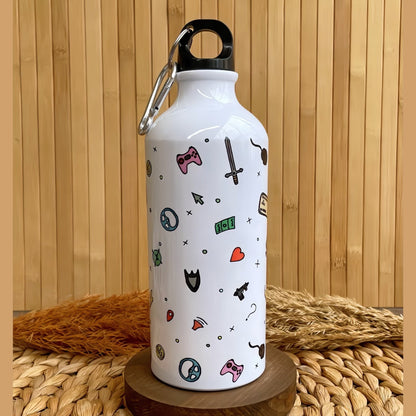 Oyun Temalı - İsme Özel Alüminyum Kancalı Kapaklı Suluk Matara 600 ml