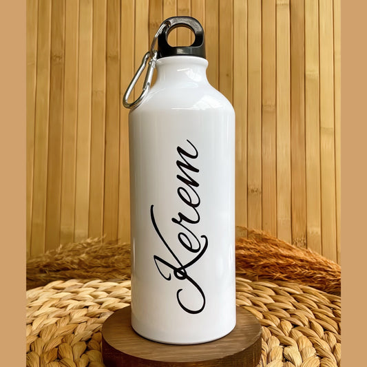 İsme Özel Alüminyum Kancalı Kapaklı Suluk Matara 600 ml