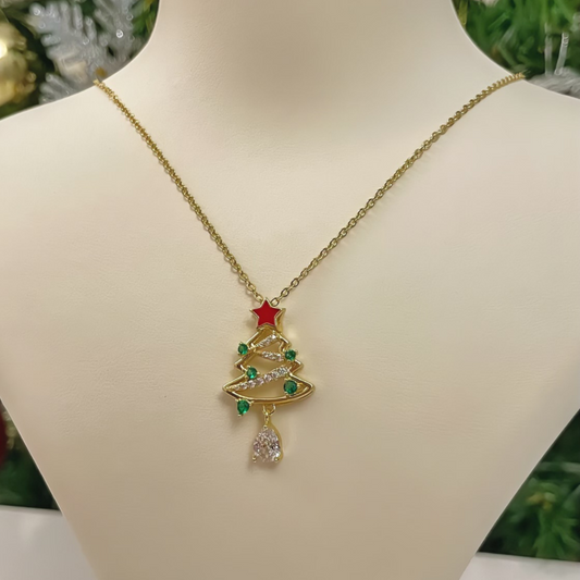 Yılbaşı Ağacı Temalı Çelik Kolye