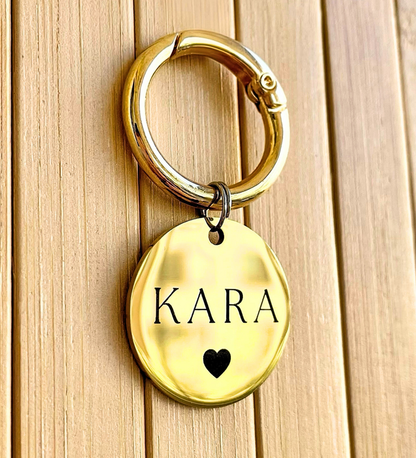 İsme Özel Çelik Kedi Köpek İsimlik Künyesi - Kalp Altın (Gold)