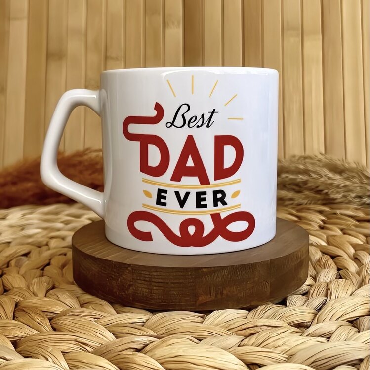 Babalar Günü Temalı Best Dad Ever Baskılı Kişiye Özel Lüks Kupa