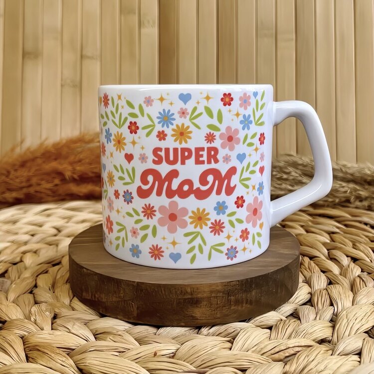 Super Mom Baskılı Anneler Günü Temalı Lüks Kupa