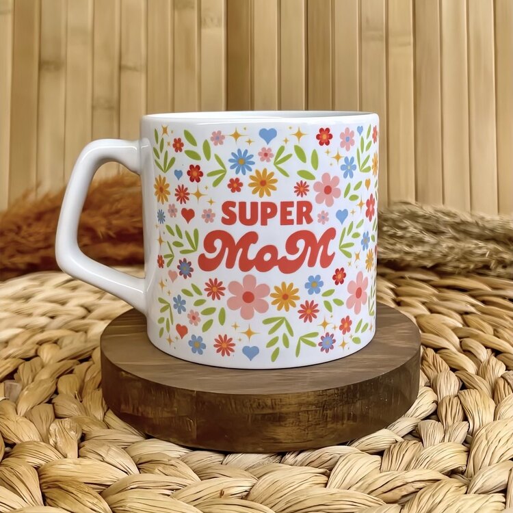 Super Mom Baskılı Anneler Günü Temalı Lüks Kupa