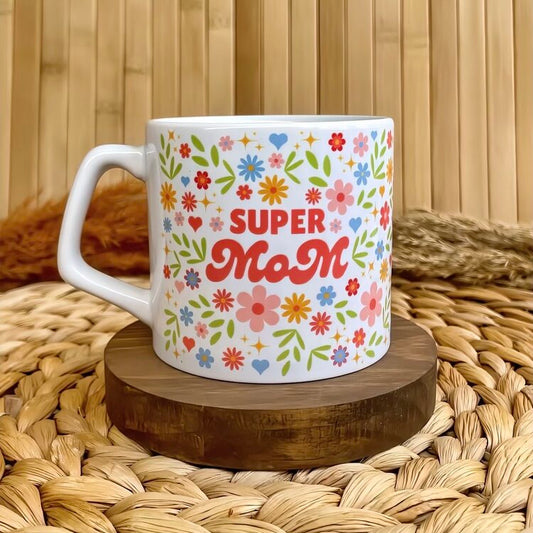 Super Mom Baskılı Anneler Günü Temalı Lüks Kupa
