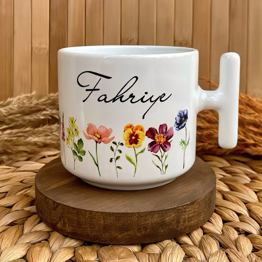 Floral Zerafet Temalı Kişiye Özel T Kupa